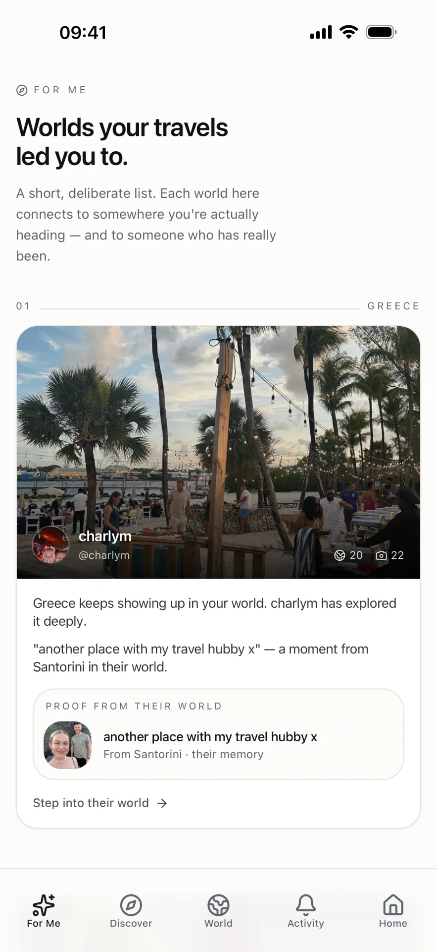 Oriva For Me — personalised travel discovery